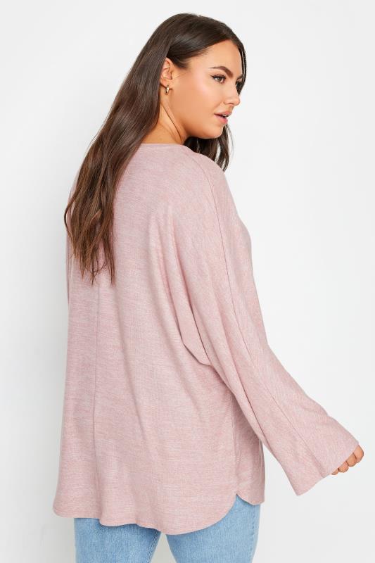 YOURS Plus Size Pink Batwing Sleeve Soft Touch Jumper | Yours Clothing 3