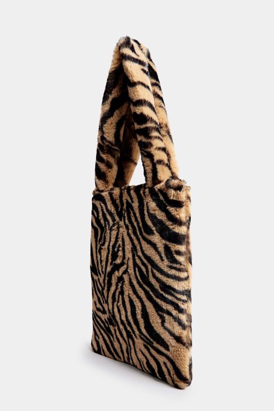 Brown Zebra Print Faux Fur Tote Bag 2