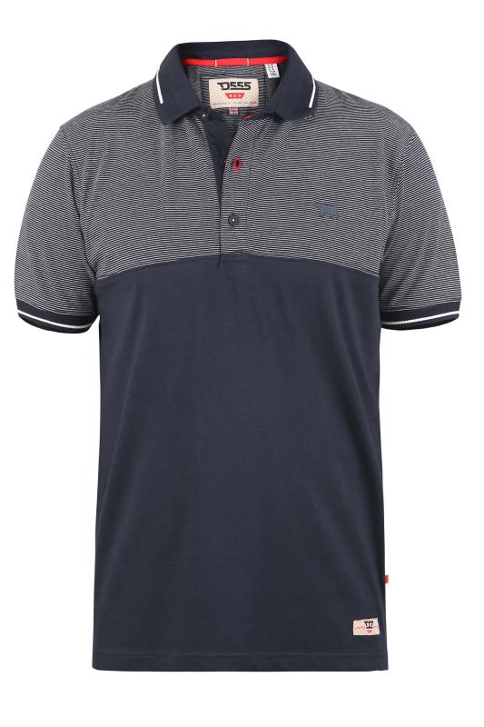D555 Big & Tall Navy Blue Cut & Sew Polo Shirt 2