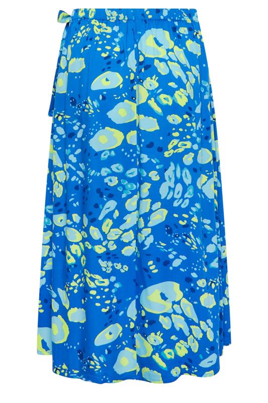 YOURS Plus Size Blue Leopard Print Wrap Maxi Skirt | Yours Clothing 6