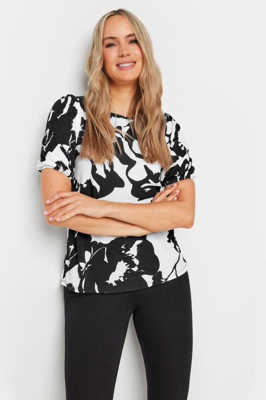 LTS Tall Women's White Monochromatic Floral Print Top | Long Tall Sally 1
