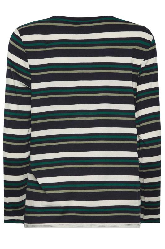 M&Co Green Teal Stripe Cotton Blend Long Sleeve Top | M&Co 7