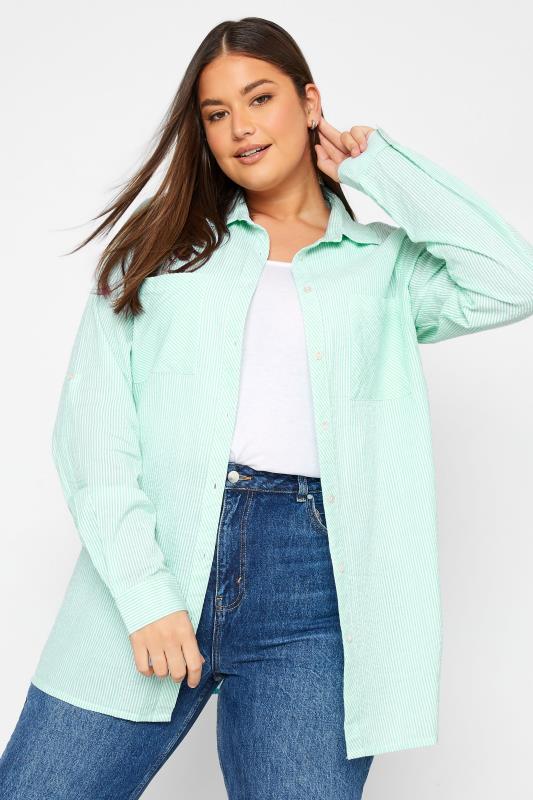 Tall Women's LTS Turquoise Green Stripe Shirt | Long Tall Sally  1