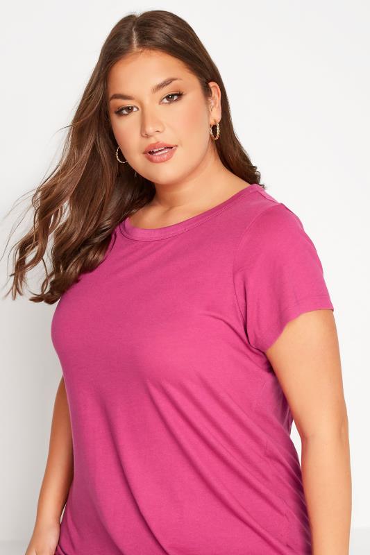 Plus Size Pink Basic T-Shirt | Yours Clothing 4