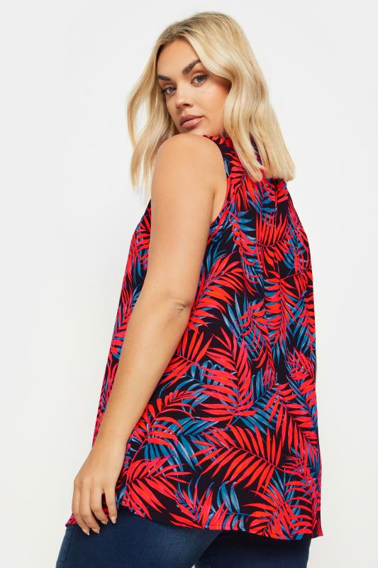 YOURS Plus Size Red Tropical Print Pleated Vest Top | Yours Clothing 3