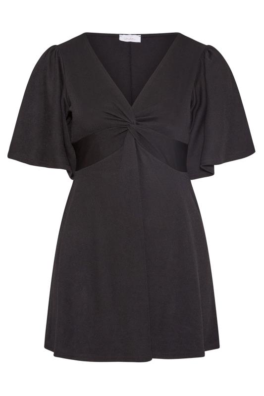 YOURS LONDON Curve Black Knot Front Angel Sleeve Top_X.jpg