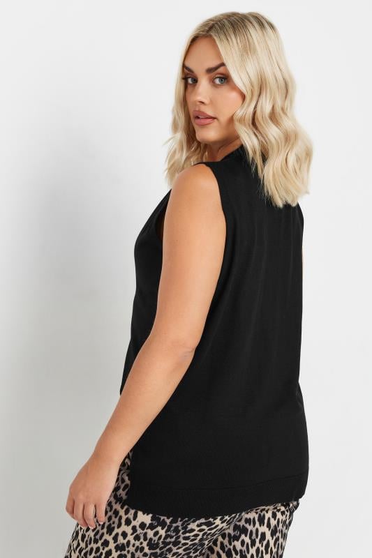 YOURS Plus Size Black Knitted Button Front Vest Top | Yours Clothing 4