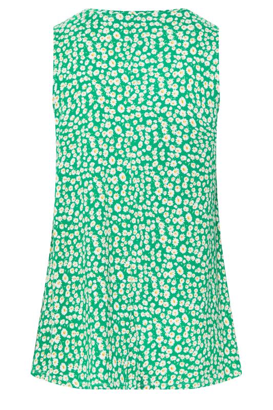 YOURS Plus Size Green Daisy Print Pleat Front Vest Top | Yours Clothing 6