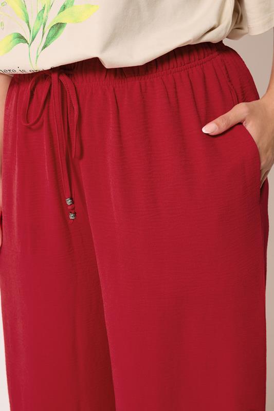 YOURS Plus Size Red Washed Twill Trousers | Yours Clothing 4