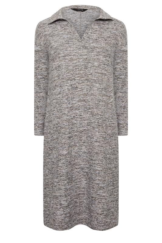 Plus Size Grey Soft Touch Open Collar Midi Dress | Yours Clothing  6