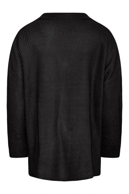 Plus Size Black Knitted Collar Cardigan | Yours Clothing 7
