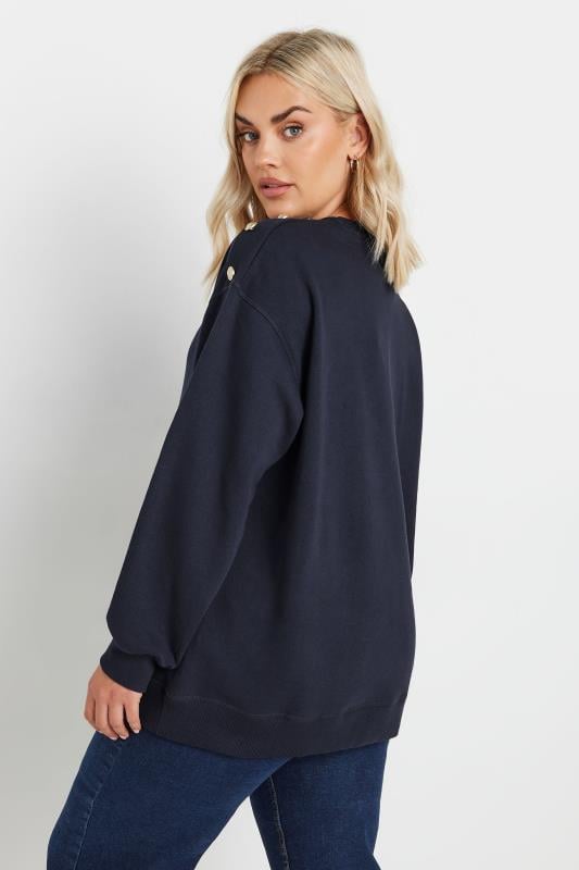 YOURS Plus Size Navy Blue 'Paris' Slogan Sweatshirt | Yours Clothing 3