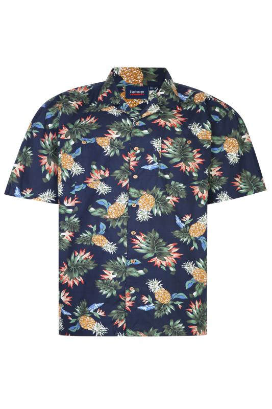 ESPIONAGE Big & Tall Navy Blue Pineapple Print Shirt 2