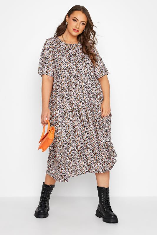 LIMITED COLLECTION Plus Size Black Ditsy Print Midaxi Dress | Yours Clothing 2