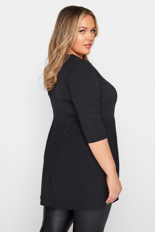 LIMITED COLLECTION Curve Black Ribbed Smock Top 3
