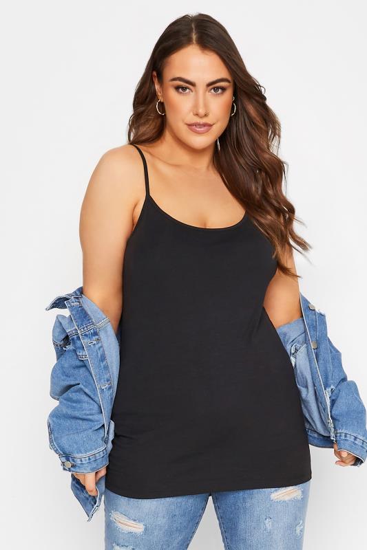 Plus Size Black Cami Vest Top | Yours Clothing 1