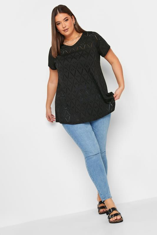 YOURS Curve 2 PACK Plus Size Black Broderie Swing Tops | Yours Clothing  4