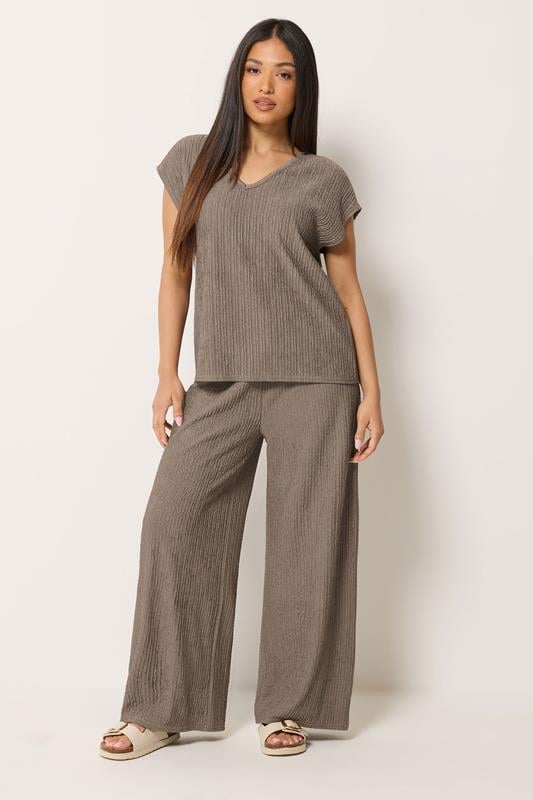  M&Co Petite Pantalon large texturé marron moka