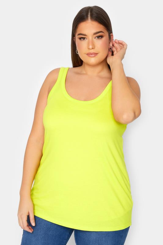 Plus Size Neon Yellow Vest Top | Yours Clothing 1