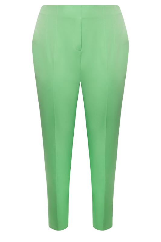 YOURS Plus Size Curve Green Darted Waist Tapered Trousers | Yours Clothing  6