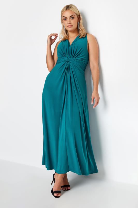  Tallas Grandes YOURS LONDON Curve Green Knot Front Maxi Dress