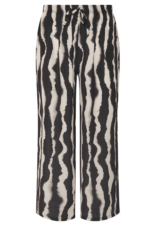 PixieGirl Petite Black Abstract Striped Wide Leg Trousers | PixieGirl 5