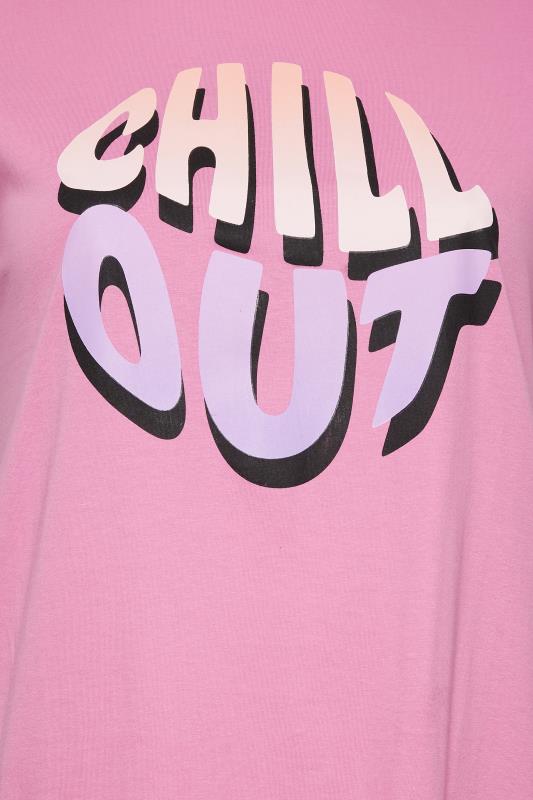 YOURS Curve Plus Size Pink 'Chill Out' Slogan Nightdress | Yours Clothing  4