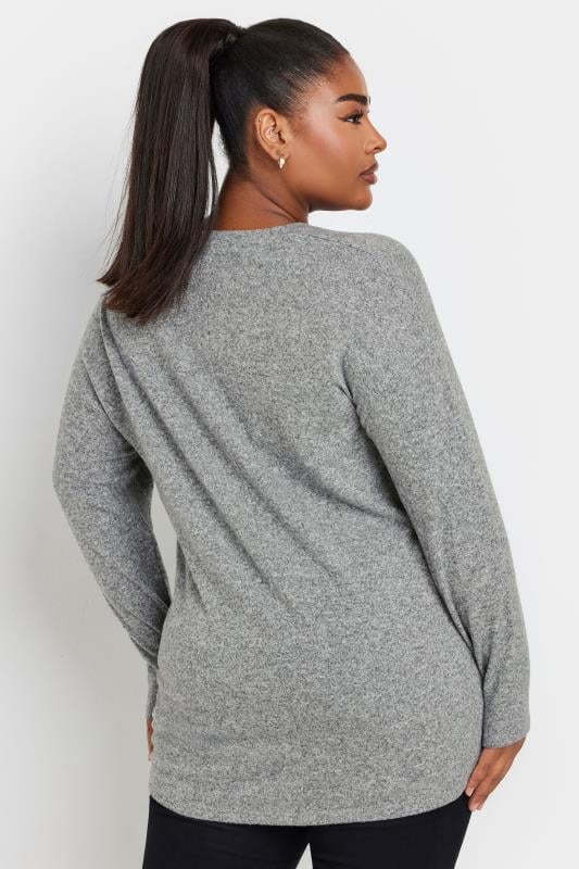 YOURS Plus Size Grey Leopard Print Colourblock Jumper | Yours Clothing  4