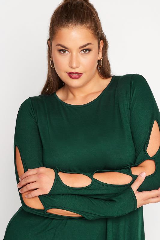 LIMITED COLLECTION Curve Forest Green Cut Out Sleeve Top 4