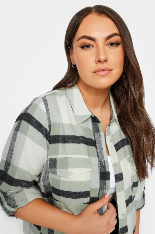 YOURS Plus Size Green Maxi Check Longline Shirt | Yours Clothing  5
