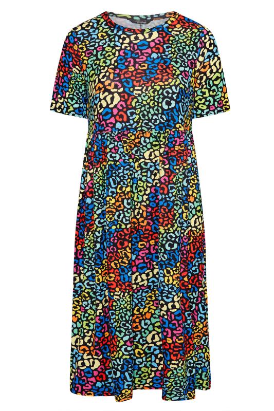 LIMITED COLLECTION Curve Black Rainbow Leopard Print Midaxi Dress 6