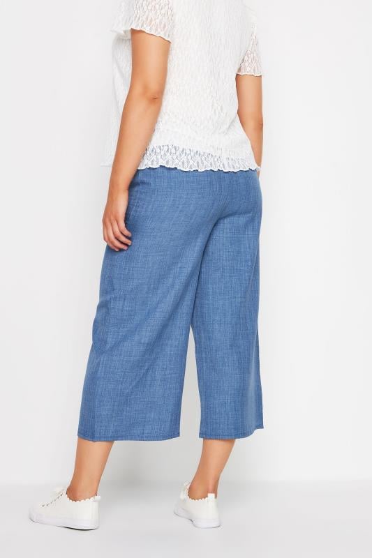 M&Co Denim Blue Linen Look Culottes | M&Co 3