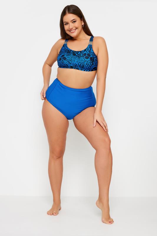 YOURS Plus Size Cobalt Blue Mixed Animal Print Bikini Top | Yours Clothing 2