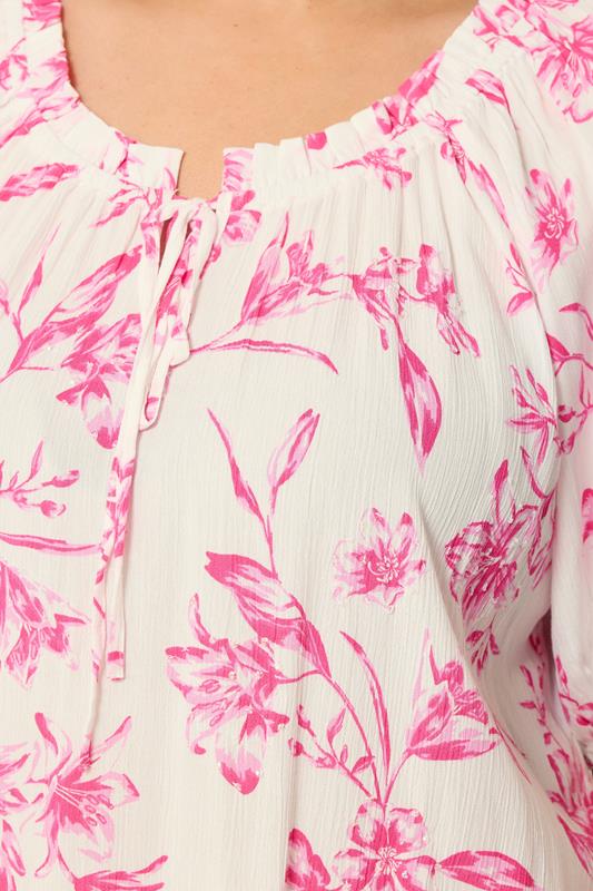 YOURS Plus Size Pink Floral Bardot Top | Yours Clothing 4