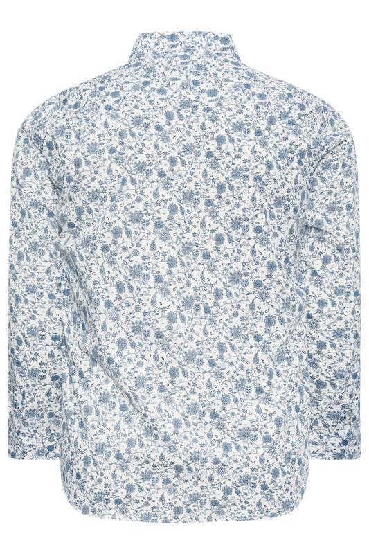 BadRhino Big & Tall Premium White & Blue Paisley Print Long Sleeve Shirt | BadRhino 4