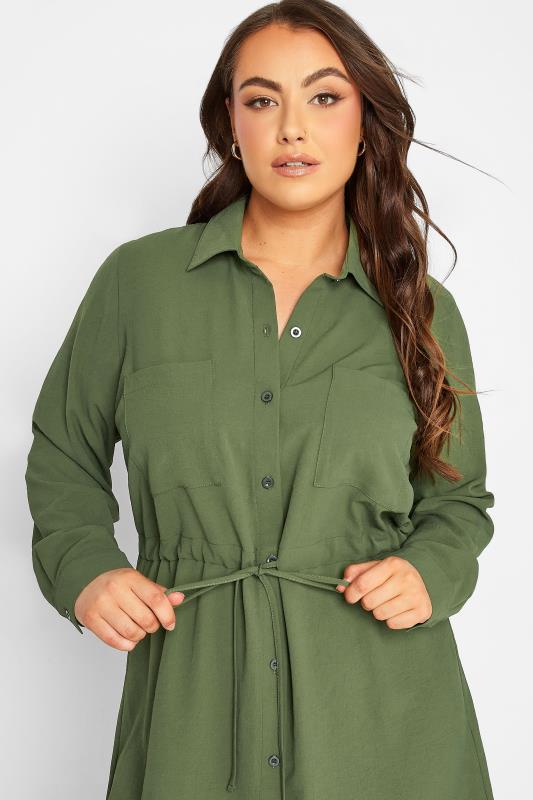 YOURS Plus Size Curve Green Utility Tunic Shirt 4