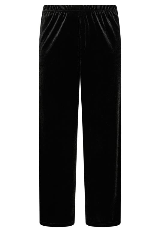 Curve Black Velvet Wide Leg Trousers | Yours Clothing 4