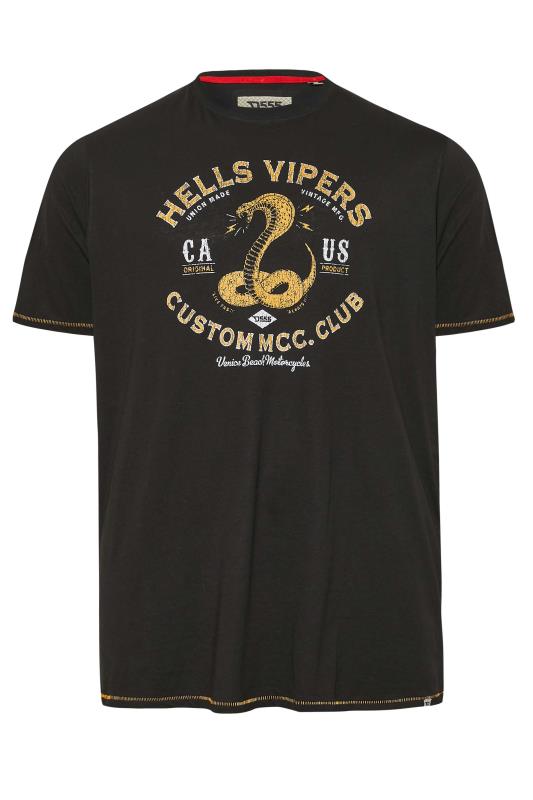 D555 Big & Tall Black 'Hells Vipers' Snake Printed T-Shirt | BadRhino 3