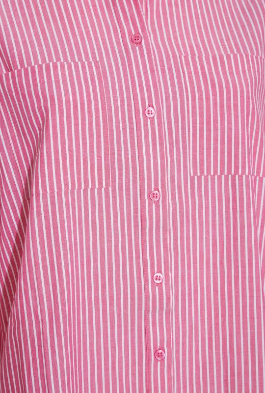 YOURS FOR GOOD Plus Size Bright Pink Stripe Oversized Shirt | Yours Clothing 6