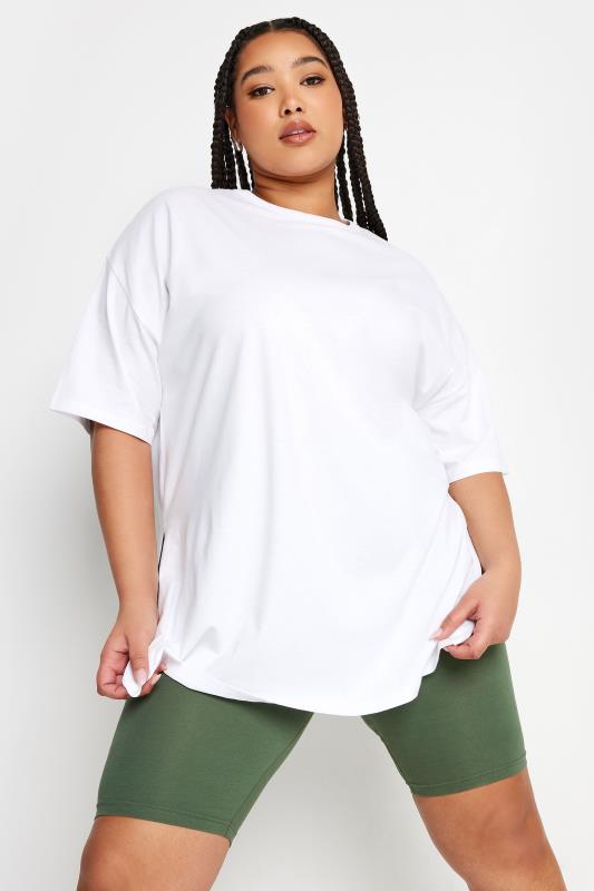 YOURS Plus Size Khaki Green Cycling Shorts | Yours Clothing 1
