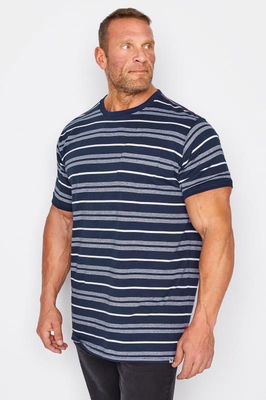 Großen Größen  D555 Big & Tall Navy Blue Stripe T-Shirt