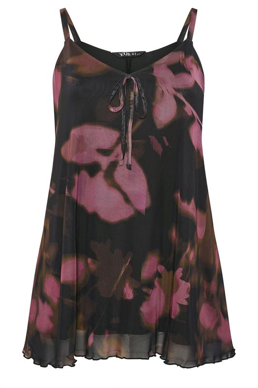 YOURS Plus Size Black Blurred Abstract Mesh Vest Top | Yours Clothing 6