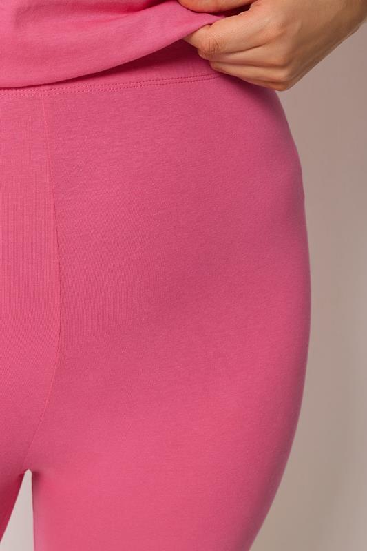 YOURS Plus Size Pink Elasticated Waist Cropped Leggings | Yours Clothing 5