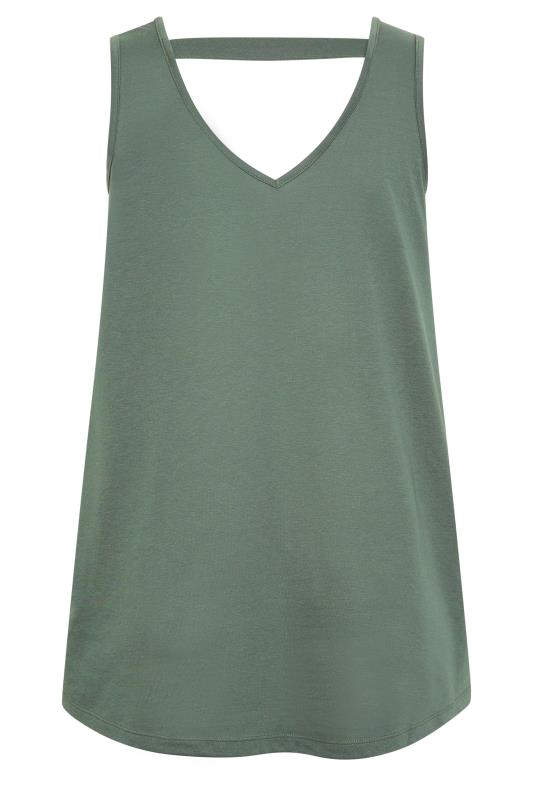YOURS Plus Size Curve Khaki Green Bar Back Vest Top | Yours Clothing  7