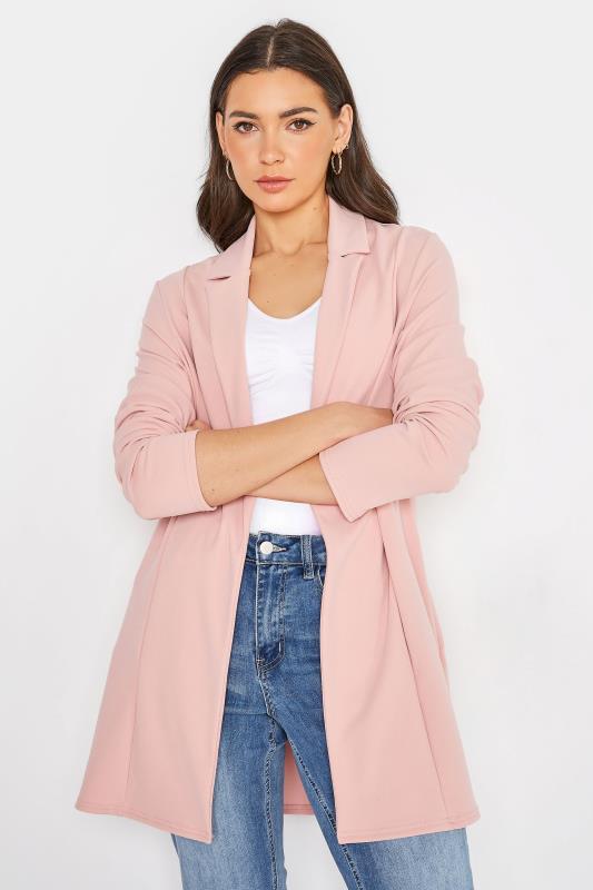 LTS Tall Blush Pink Scuba Longline Blazer 1