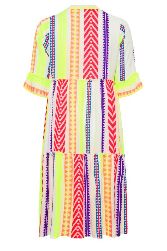 LIMITED COLLECTION Plus Size Neon White Aztec Print Smock Midi Dress | Yours Clothing 7