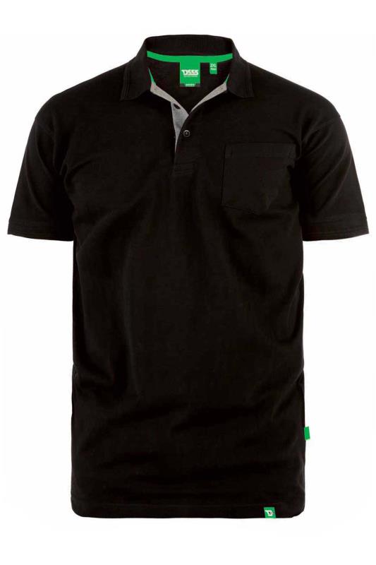 D555 Big & Tall Black Basic Polo Shirt 2