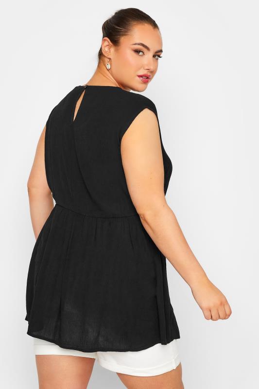 LIMITED COLLECTION Plus Size Black Crinkle Boxy Peplum Vest Top | Yours Clothing 3