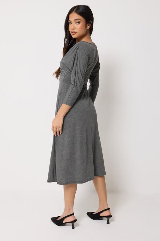 PixieGirl Petite Women's Charcoal Grey Wrap Midi Dress | PixieGirl 2