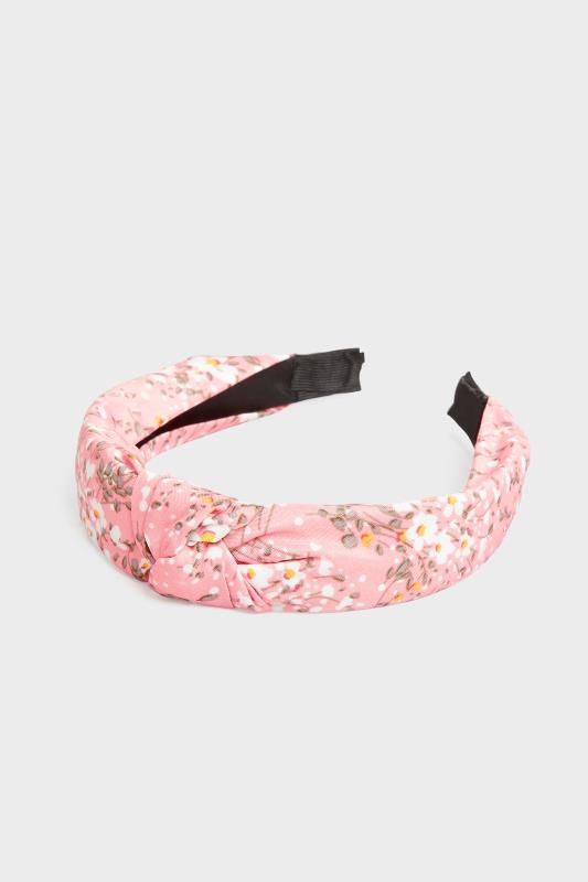 Pink Floral Print Twist Headband 3